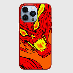 Чехол для iPhone 13 Pro Пламенный череп, цвет: 3D-красный