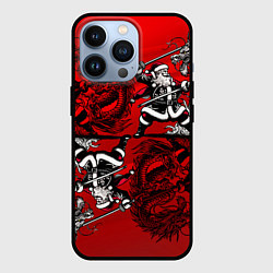Чехол для iPhone 13 Pro Дед Мороз с копьем и драконом, цвет: 3D-черный