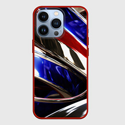 Чехол для iPhone 13 Pro Металлические абстрактные вставки, цвет: 3D-красный