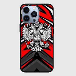 Чехол для iPhone 13 Pro Россия - красная геометрия, цвет: 3D-черный