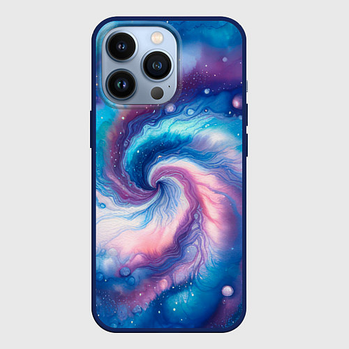 Чехол iPhone 13 Pro Галактический тай-дай / 3D-Тёмно-синий – фото 1