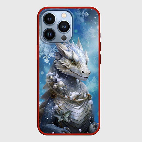 Чехол iPhone 13 Pro Зимний дракон / 3D-Красный – фото 1