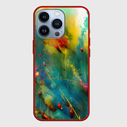 Чехол для iPhone 13 Pro Абстрактные мазки краски, цвет: 3D-красный