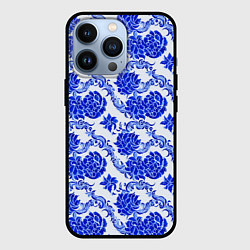 Чехол для iPhone 13 Pro Гжель классика, цвет: 3D-черный