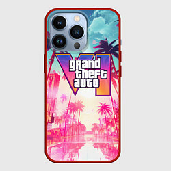 Чехол для iPhone 13 Pro Gta 6 logo vice city style, цвет: 3D-красный