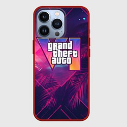 Чехол для iPhone 13 Pro GTA 6 summer logo, цвет: 3D-красный