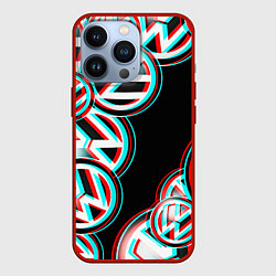 Чехол для iPhone 13 Pro Volkswagen glitch pattern, цвет: 3D-красный