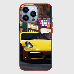 Чехол для iPhone 13 Pro GTA 6 porshe, цвет: 3D-красный