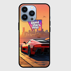 Чехол для iPhone 13 Pro GTA 6 авто вид сзади, цвет: 3D-черный