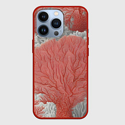Чехол для iPhone 13 Pro Красные и белые кораллы, цвет: 3D-красный