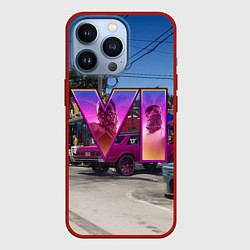 Чехол для iPhone 13 Pro GTA 6 low ride, цвет: 3D-красный