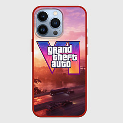 Чехол для iPhone 13 Pro GTA 6 Vice, цвет: 3D-красный