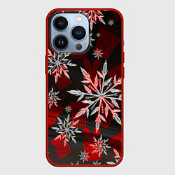 Чехол для iPhone 13 Pro Рождественские снежинки, цвет: 3D-красный