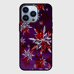 Чехол для iPhone 13 Pro Зимние снежинки узоры, цвет: 3D-черный