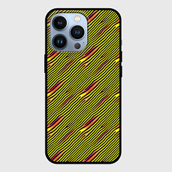 Чехол для iPhone 13 Pro Жёлтые и чёрные линии, цвет: 3D-черный