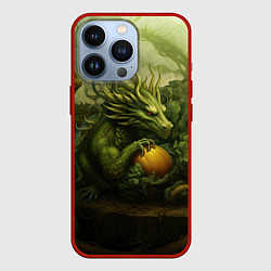 Чехол для iPhone 13 Pro Зеленый лесной дракон символ 2024 года, цвет: 3D-красный