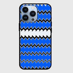 Чехол для iPhone 13 Pro Синие и белые полосы, цвет: 3D-черный