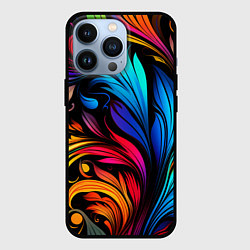 Чехол для iPhone 13 Pro Паттерн с узорами на черном фоне, цвет: 3D-черный