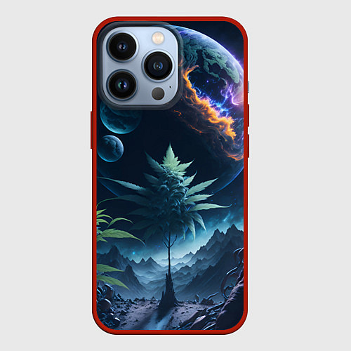 Чехол iPhone 13 Pro Вид на землю с другой планеты / 3D-Красный – фото 1