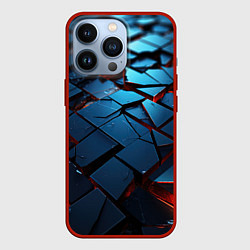 Чехол для iPhone 13 Pro Синие битые плитки, цвет: 3D-красный