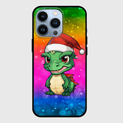 Чехол для iPhone 13 Pro Дракон радужный фон, цвет: 3D-черный