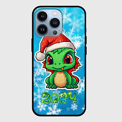Чехол для iPhone 13 Pro Маленький зеленый новогодний дракон, цвет: 3D-черный