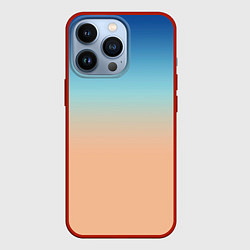 Чехол для iPhone 13 Pro Сине-бежевый градиент, цвет: 3D-красный