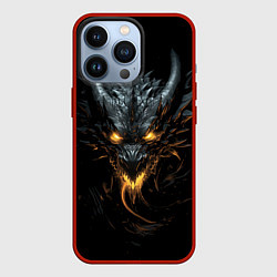 Чехол для iPhone 13 Pro Черный огненный пещерный дракон символ 2024, цвет: 3D-красный