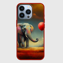 Чехол для iPhone 13 Pro Грустный слон и красный шарик, цвет: 3D-красный