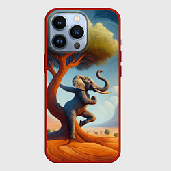 Чехол для iPhone 13 Pro Слон занимается йогой возле дерева, цвет: 3D-красный