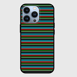 Чехол для iPhone 13 Pro Полосатый красно-зелёный, цвет: 3D-черный