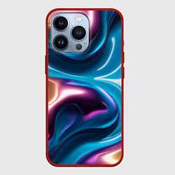 Чехол для iPhone 13 Pro Жидкий красочный металл, цвет: 3D-красный