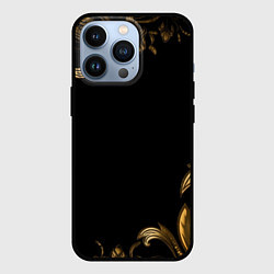 Чехол для iPhone 13 Pro Объемные узоры на черной ткани лепнина, цвет: 3D-черный