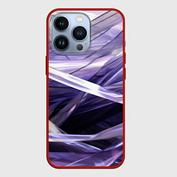 Чехол для iPhone 13 Pro Фиолетовые прозрачные полосы, цвет: 3D-красный
