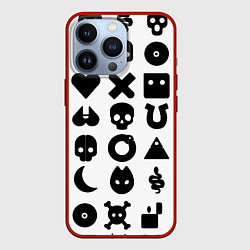 Чехол для iPhone 13 Pro Love death robots pattern white, цвет: 3D-красный