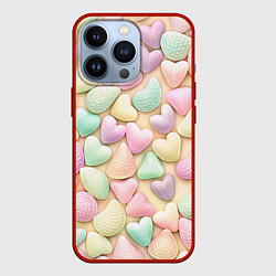 Чехол для iPhone 13 Pro Сердечки розовые конфетки, цвет: 3D-красный