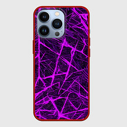 Чехол для iPhone 13 Pro Фиолетовая паутина на чёрном фоне, цвет: 3D-красный