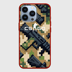 Чехол для iPhone 13 Pro Counter Strike - pixel military pattern, цвет: 3D-красный