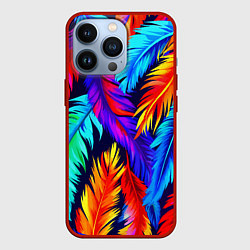 Чехол для iPhone 13 Pro Яркие перья птицы колибри, цвет: 3D-красный
