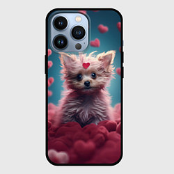 Чехол для iPhone 13 Pro Милый щенок в сердечках, цвет: 3D-черный