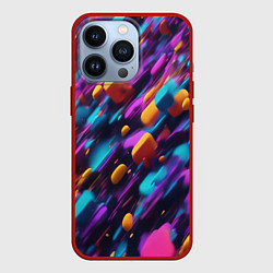 Чехол для iPhone 13 Pro Полёт цветных частиц - нейросеть, цвет: 3D-красный