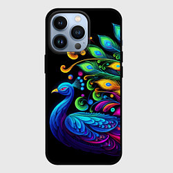 Чехол для iPhone 13 Pro Neon peacock - art, цвет: 3D-черный