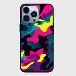 Чехол для iPhone 13 Pro Кислотная яркая абстракция в камуфляжном стиле, цвет: 3D-черный