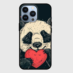 Чехол для iPhone 13 Pro Влюбленная панда обнимает сердечко, цвет: 3D-черный