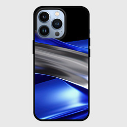 Чехол для iPhone 13 Pro Серебряная вставка на синей абстракции, цвет: 3D-черный