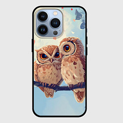 Чехол для iPhone 13 Pro Влюбленные совы 14 февраля, цвет: 3D-черный