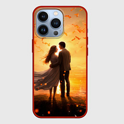 Чехол для iPhone 13 Pro Влюбленная пара на закате, цвет: 3D-красный