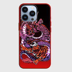 Чехол для iPhone 13 Pro Дракон и тигр в год дракона, цвет: 3D-красный