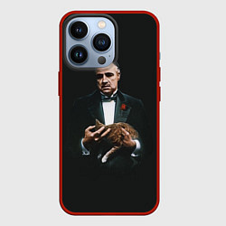 Чехол для iPhone 13 Pro Крестный отец и кот, цвет: 3D-красный