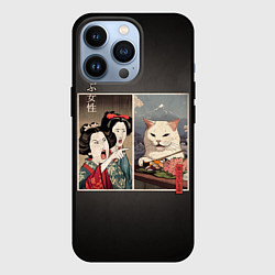 Чехол для iPhone 13 Pro Кот - мем в японской стилистике, цвет: 3D-черный